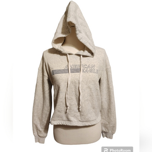 American eagle‎ grey cropped hooded sweatshirt